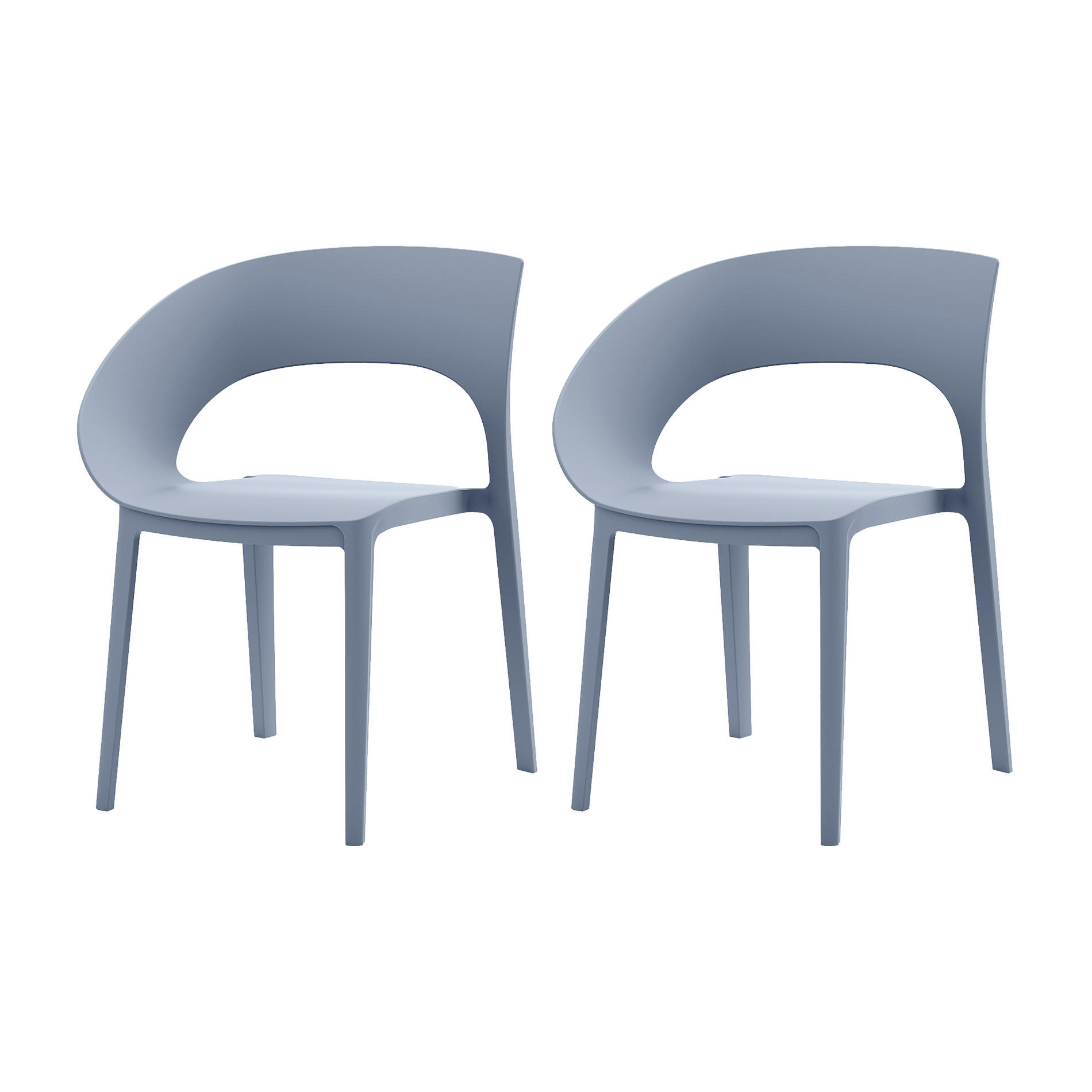 GARTENSTUHL Blau Grau 54/60/82,5 cm 2er-Set - Blaugrau, Kunststoff (54/82.5/60cm) - Mobili Rebecca