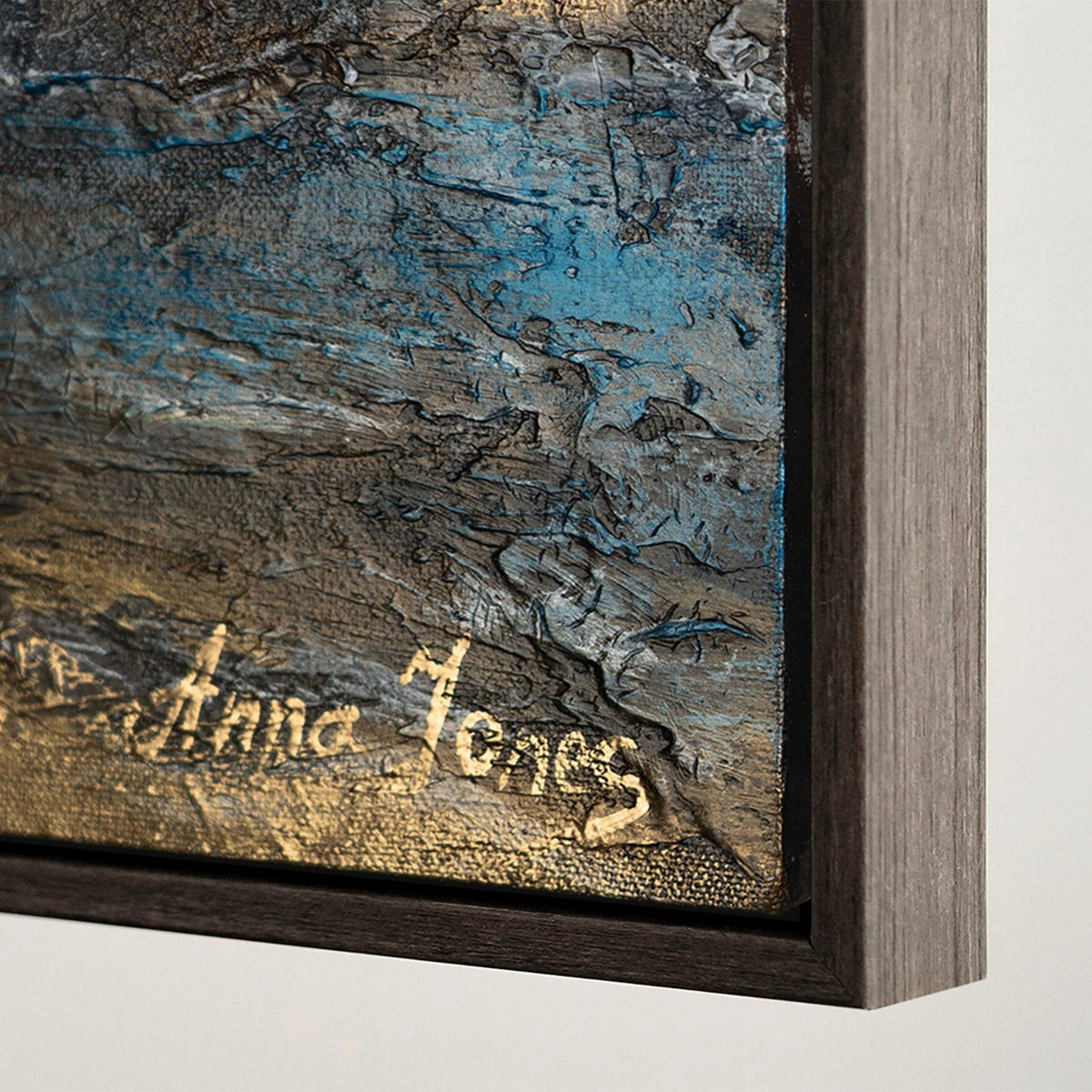 GEMÄLDE Goldene Bucht Schattenfugenrahmen Grau 120x60 cm - Grau, Holz (120/60cm) - YS-art gallery