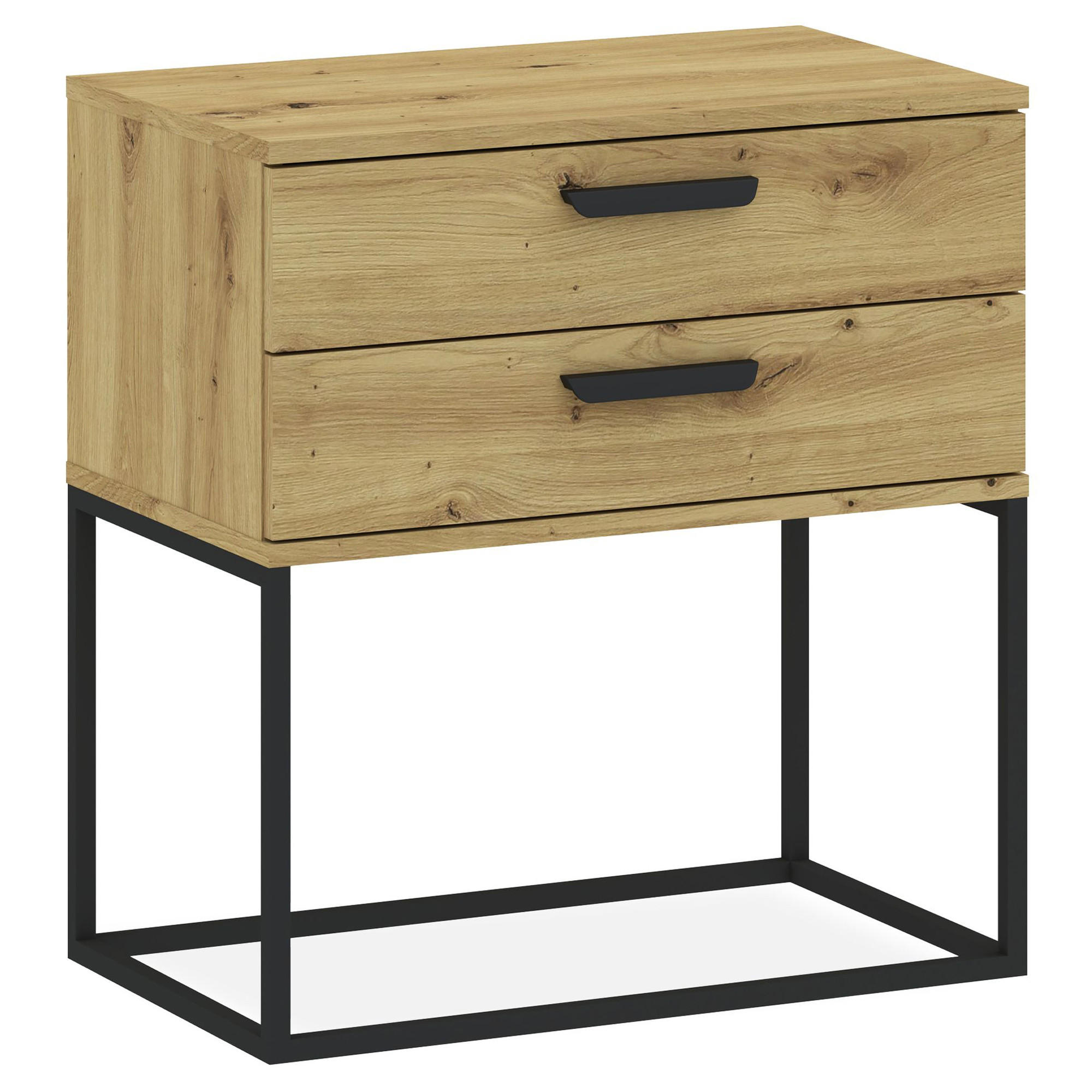 NACHTTISCH RECTUS Nachtschrank, Modern - Eichefarben/Schwarz, Holzwerkstoff (60/65/39cm) - KONSIMO®