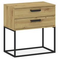 NACHTTISCH RECTUS Nachtschrank, Modern - Eichefarben/Schwarz, Holzwerkstoff (60/65/39cm) - KONSIMO®