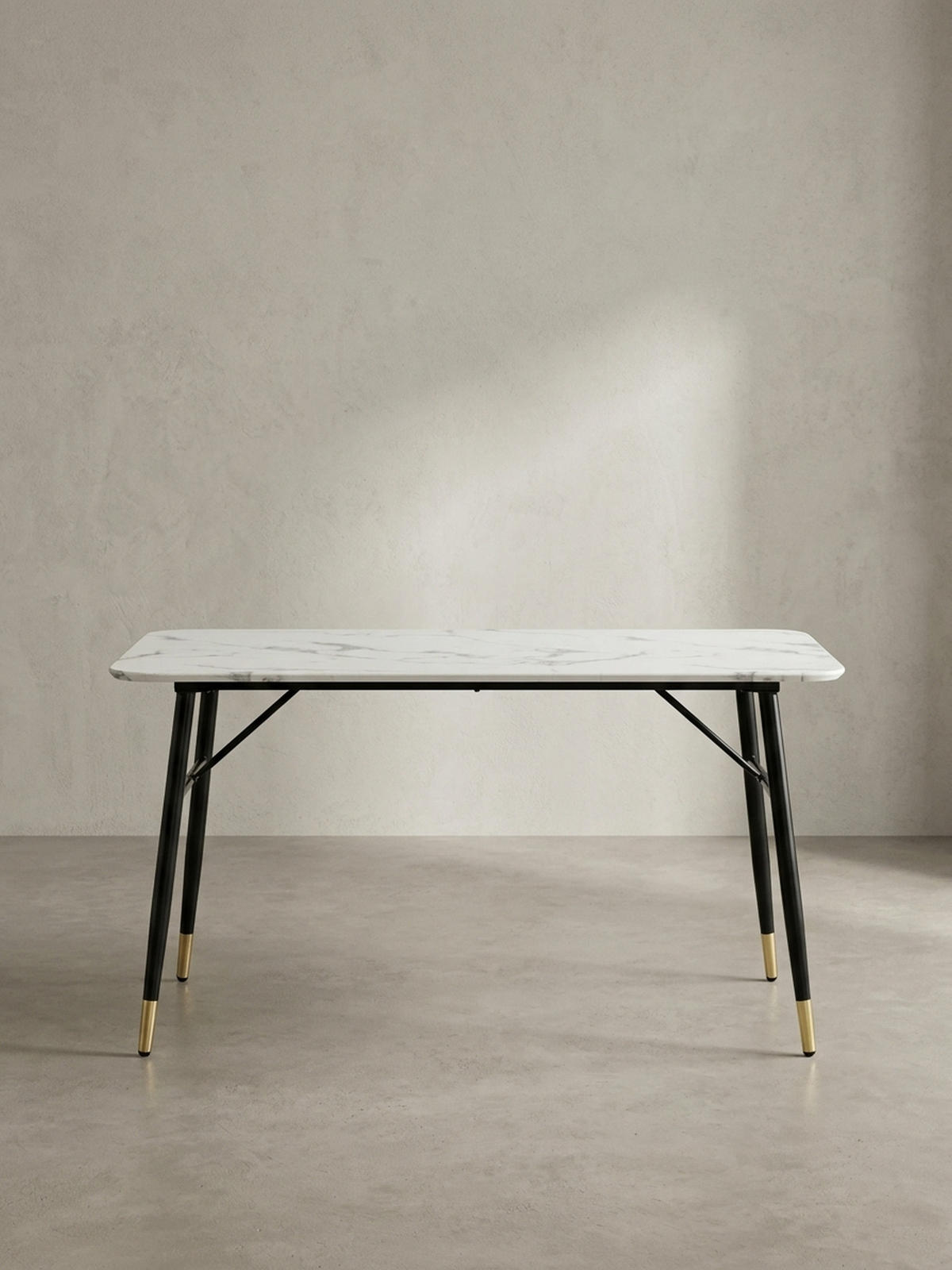 ESSTISCH Marmoroptik Metall Rechteckig Modern Klein, Weiß 180x90x76 cm - Goldfarben/Weiß, Holzwerkstoff/Metall (90/180/76cm) - KADIMA DESIGN