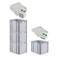 EUROBOX 4x Nextgen Economy Mit Scharnierdeckel Grau/GrünGriffe Geschlossen 30 Liter - Grün, Kunststoff (30/32/40cm) - PROREGAL