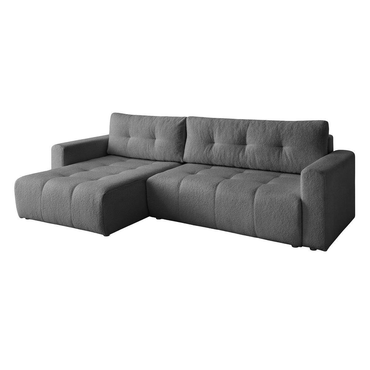 ECKSOFA WALONGO mit Schlaffunktion, Grau - Dunkelgrau, Textil (261/143cm) - Fedve