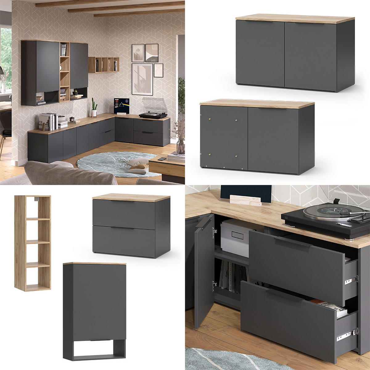 NÁSTĚNNÁ SKŘÍŇKA Wido Antracit - Sonoma dub/antracitová, kompozitní dřevo (80/50/40cm) - Vicco