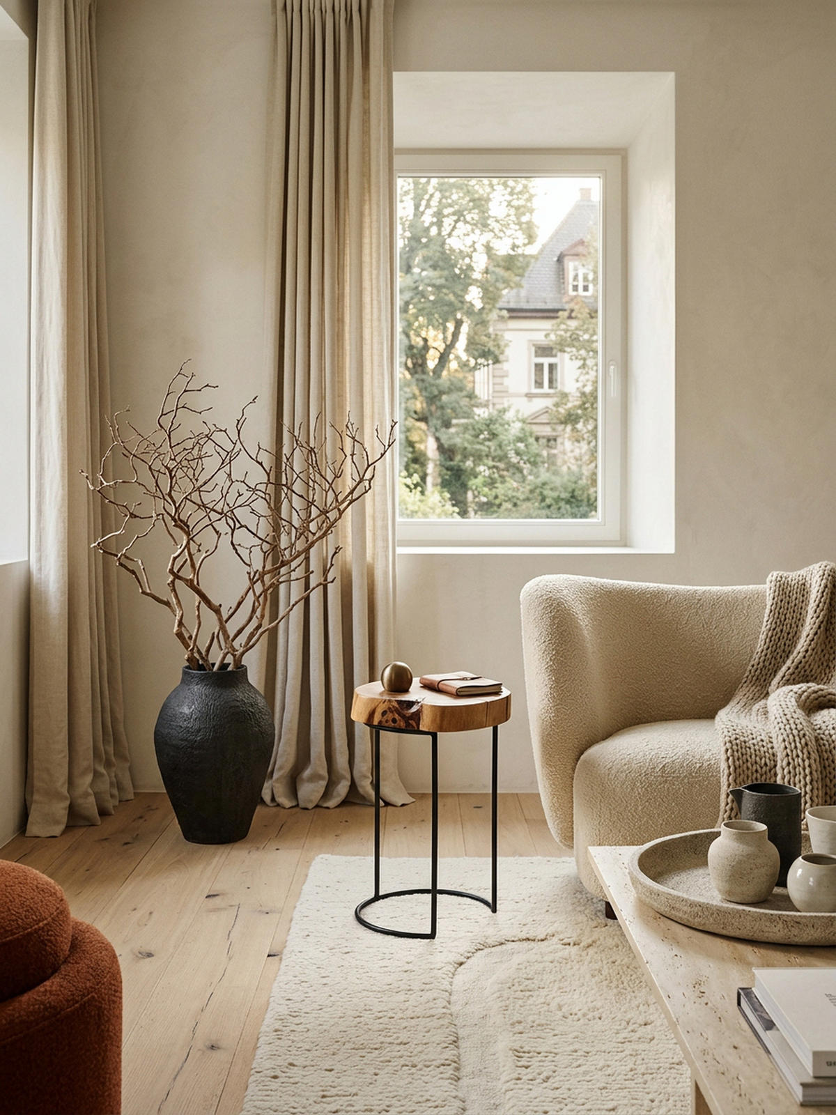 BEISTELLTISCH Massivholz Metallgestell Baumstammplatte Landhausstil INDI, Beige 28x28x45 cm - Beige/Schwarz, Holz/Metall (28/28/45cm) - KADIMA DESIGN