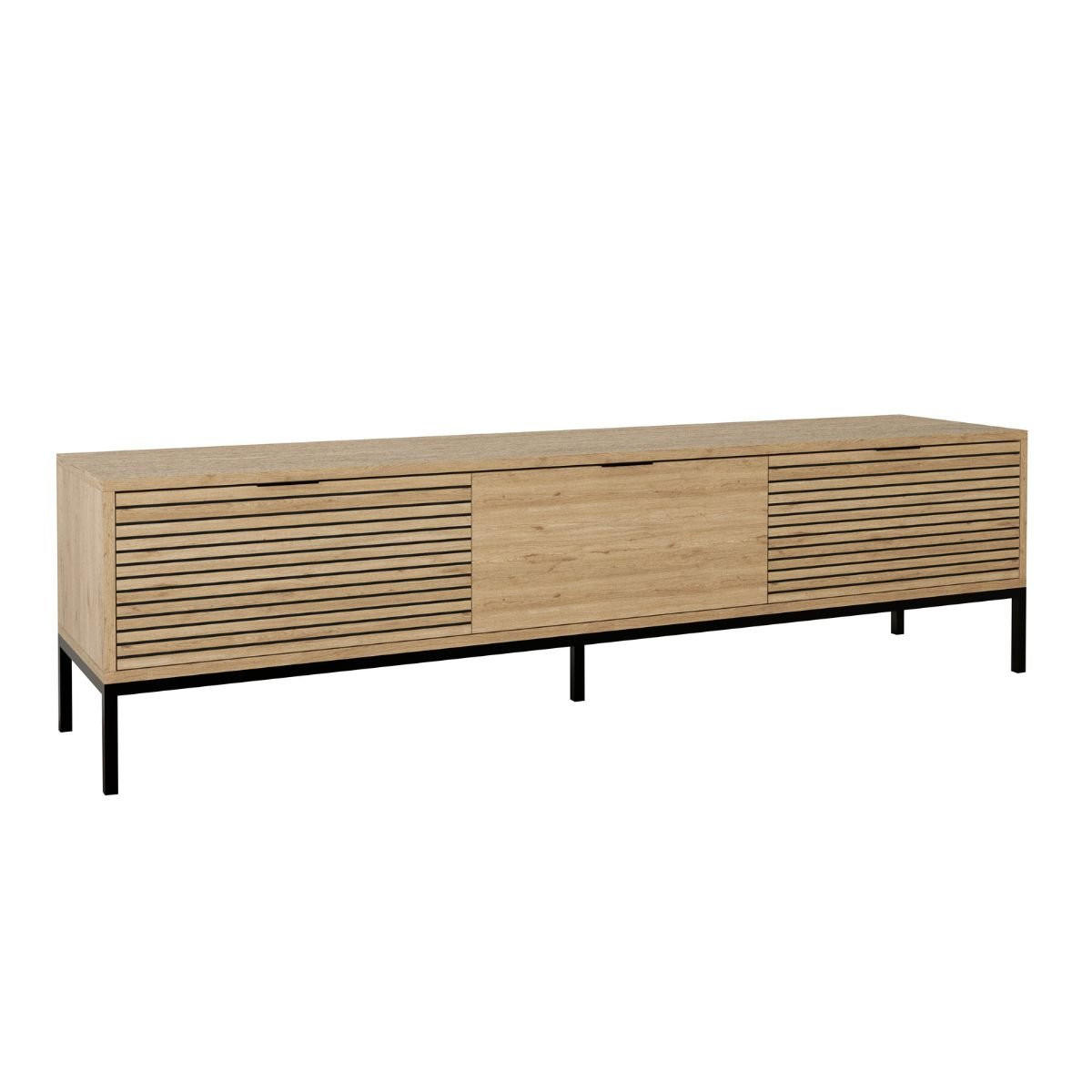 TV-MÖBEL mit 3 Schubladen und Metallfüßen Ariel - L180 cm - Beige, Holzwerkstoff (40/55/180cm) - Calicosy