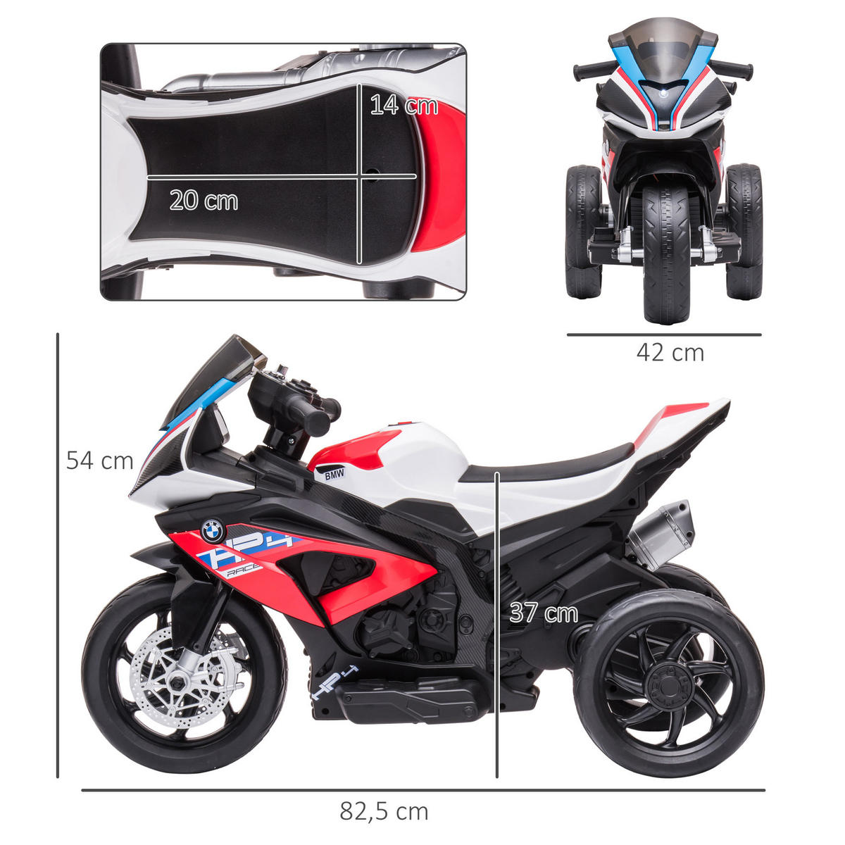 ELEKTRO KINDERMOTORRAD, Blau/Rot, PP+ Metall - Rot, Kunststoff (82.5/42/54cm) - HOMCOM