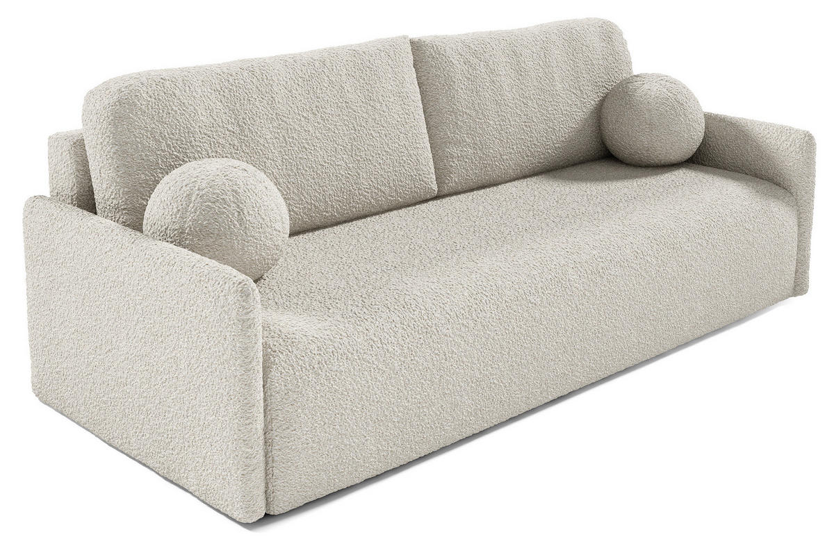 SOFA Glove Creme mit Bouclé-Bezug - Creme, Kunststoff/Textil (206/95/87cm) - Selsey