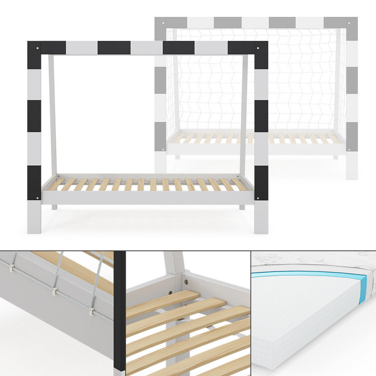 DĚTSKÁ POSTEL Fußballtor Bílá - bílá, dřevo - VitaliSpa