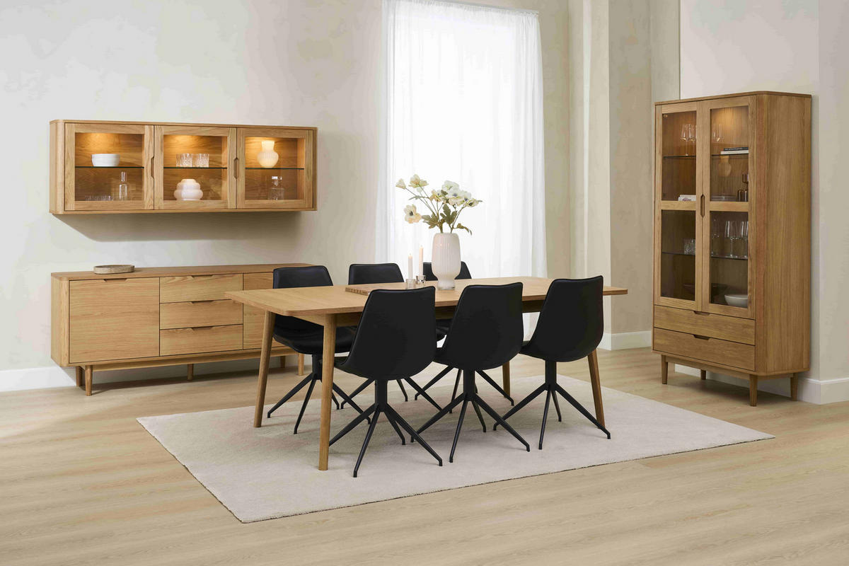 VITRINE Eiche massiv - Eichefarben/Braun, Holz/Holzwerkstoff (100/190/45cm) - Furnhouse