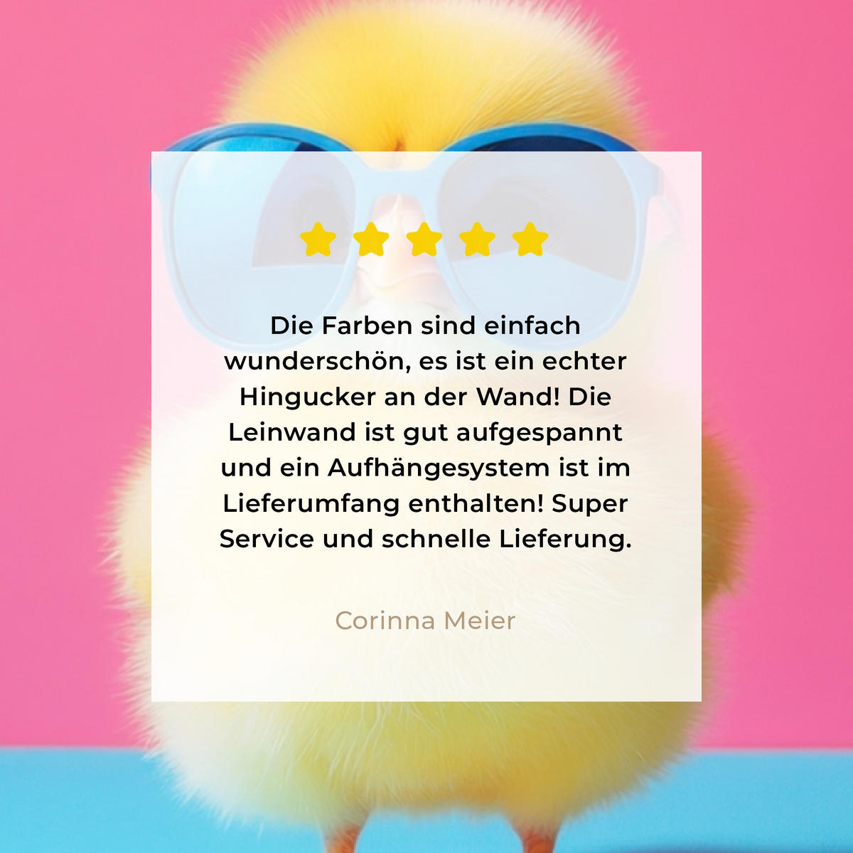 LEINWANDBILD Chick - Sonnenbrille - Blau Deko XXL 80x120 cm - Pink/Gelb, Textil (80/120cm) - MuchoWow