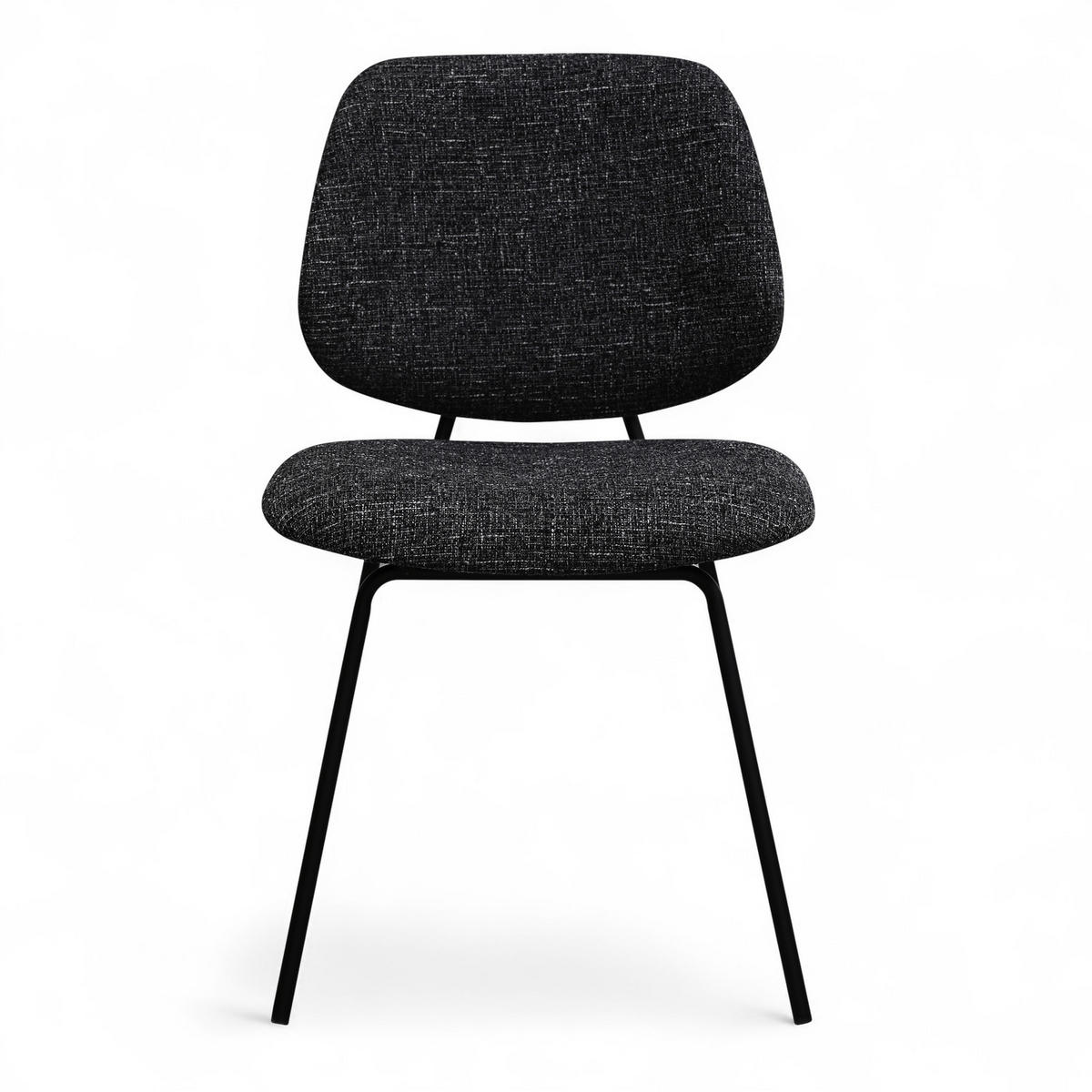 STUHL-SET 2 Stück in Teddystoff Schwarz - Schwarz, Textil/Metall (50/82/58cm) - Furnhouse