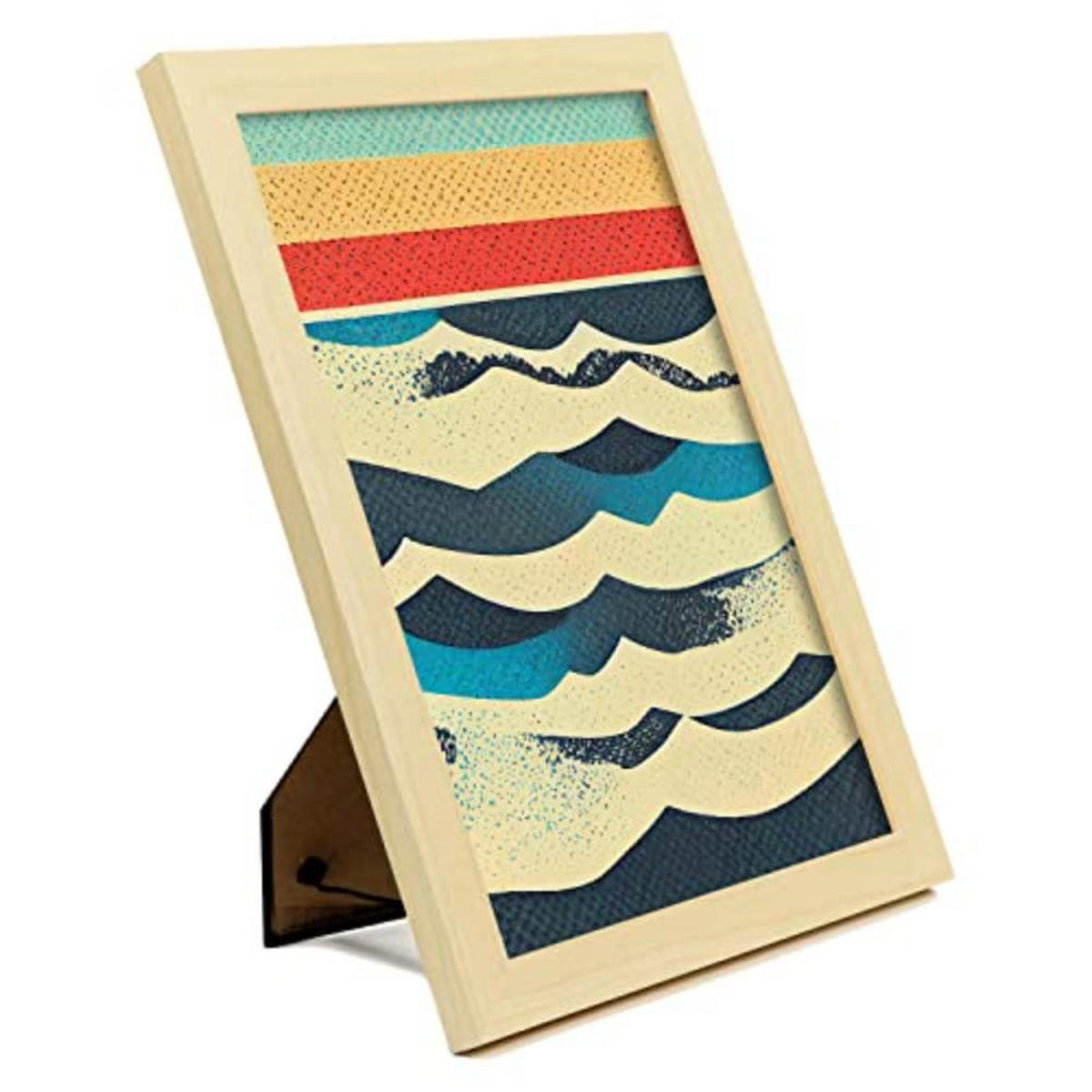 POSTER Set mit 4 Meer Abstrakt Moderne Galaxien A4 Rahmen aus hellem Holz - Beige, Papier (29.7/3cm) - Nacnic