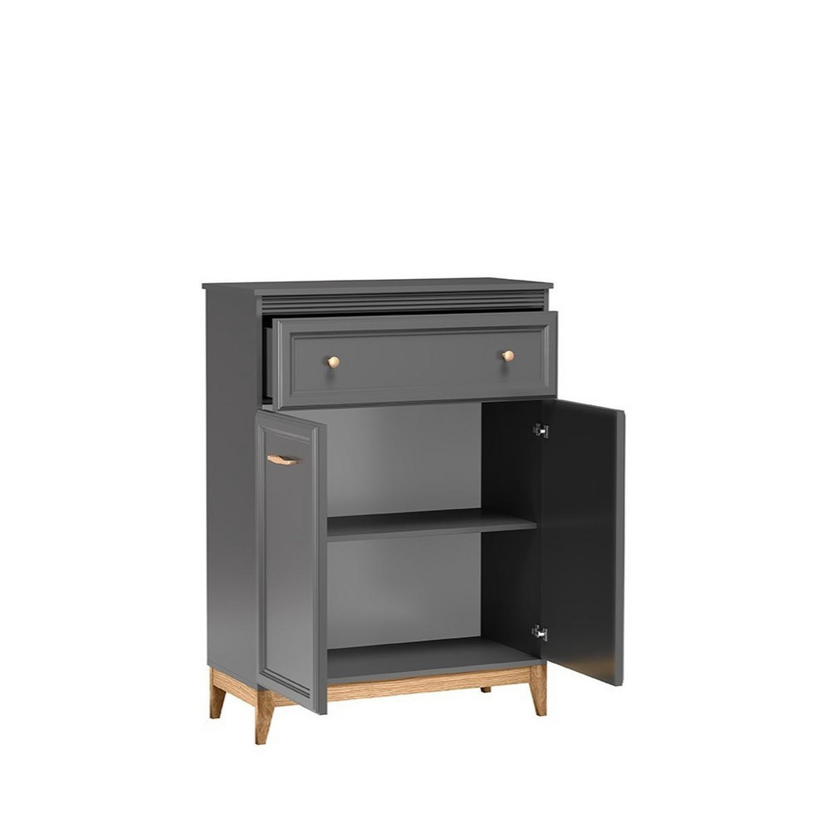 KOMMODE SUOLO 92/125,5/40,5cm mit 1 Schubladen 2 Türen Grau - Grau, Holzwerkstoff (92/125.5/40.5cm) - MASSENO
