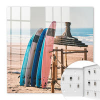 SCHLÜSSELBOX Weiß 30x30 cm – Türöffnung nach rechts - Strand-Surfbretter - Blau, Metall (30/30/5cm) - TULUP