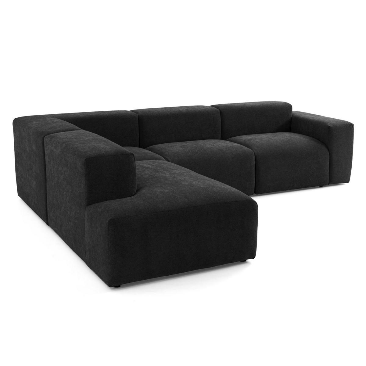 4-SITZER modulares Ecksofa HEAVEN SET 2 Links, Breite 300 cm Webstoff Schwarz - Schwarz, Holz/Kunststoff (300/245cm) - Muffo