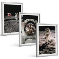 BILDER SET 3er Set - 40x60 cm Silberner Rahmen - NASA-Mondlandung - Silberfarben, Kunststoff (40/60cm) - TULUP