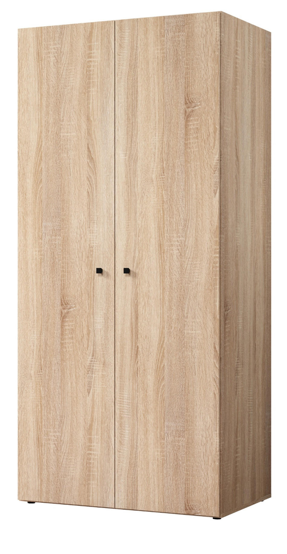 KLEIDERSCHRANK Eiche Sonoma hell 81 x 176 cm, Drehtürenschrank 2-türig - Schwarz/Sonoma Eiche, Holzwerkstoff/Kunststoff (81/176/51cm) - Top.Furn