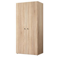 KLEIDERSCHRANK Eiche Sonoma hell 81 x 176 cm, Drehtürenschrank 2-türig - Schwarz/Sonoma Eiche, Holzwerkstoff/Kunststoff (81/176/51cm) - Top.Furn