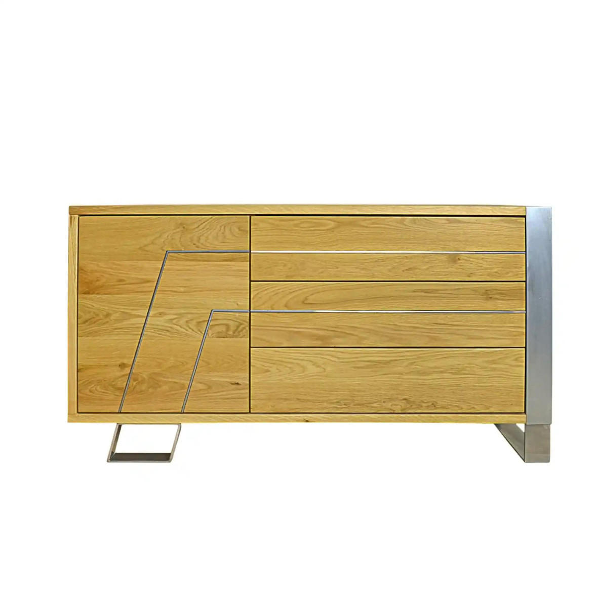 FERNSEHSCHRANK auf Metallbeinen Industrie Look BORA - Eichefarben, Holz (130/60/40cm) - Rawood Furniture