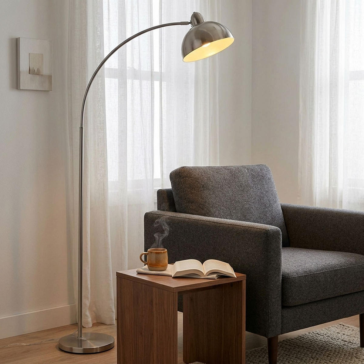 LED STEHLEUCHTE ANITA Silber matt - Silberfarben, Metall (50/23/155cm) - Globo Lighting