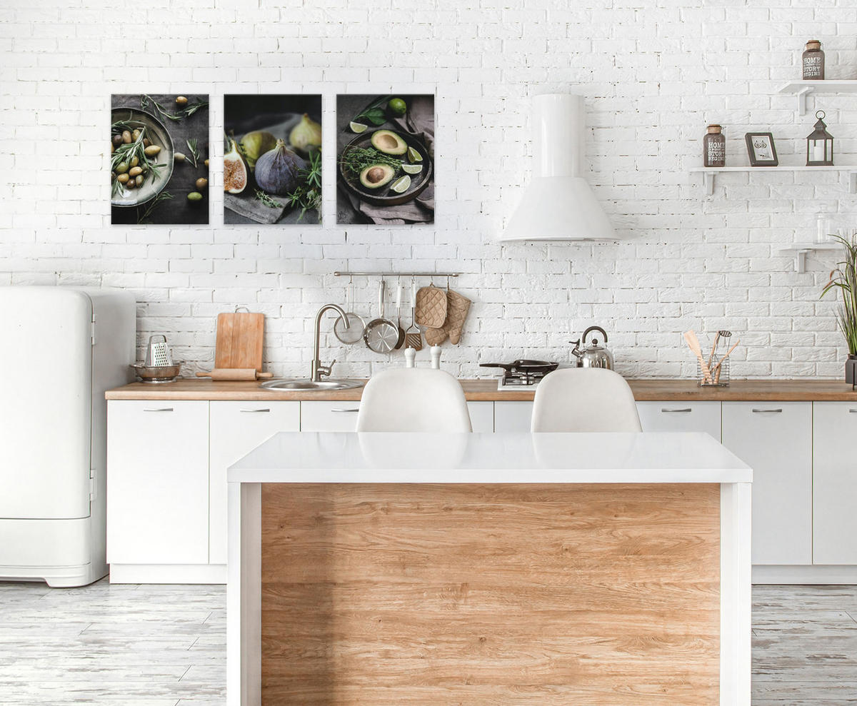 BILDERSET 3er-Set 30x40 cm Küche Essen - Anthrazit, Kunststoff (30/40cm) - artissimo