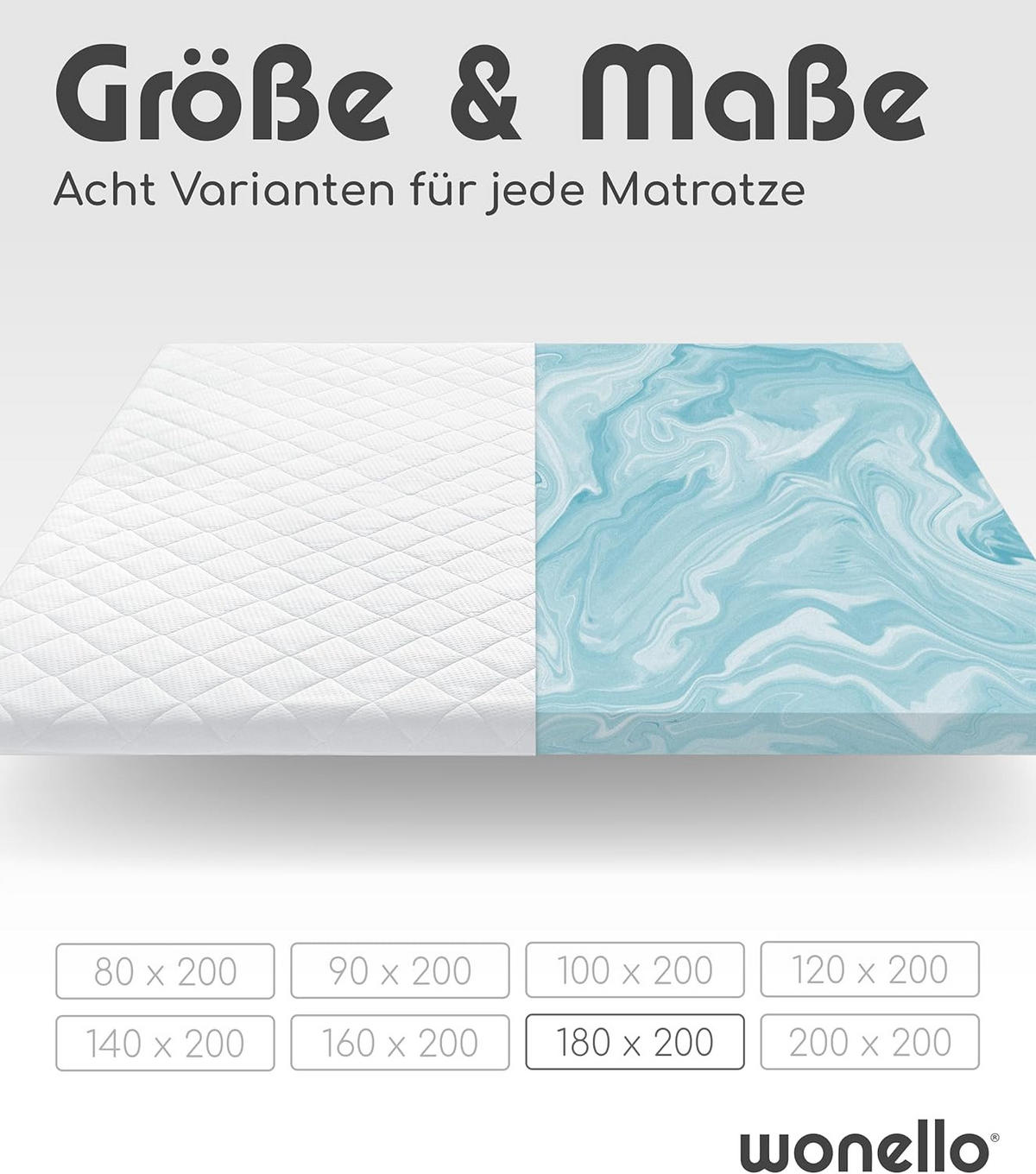 TOPPER GEL 180/200 cm Recharge - Weiß, Textil (180/200cm) - wonello