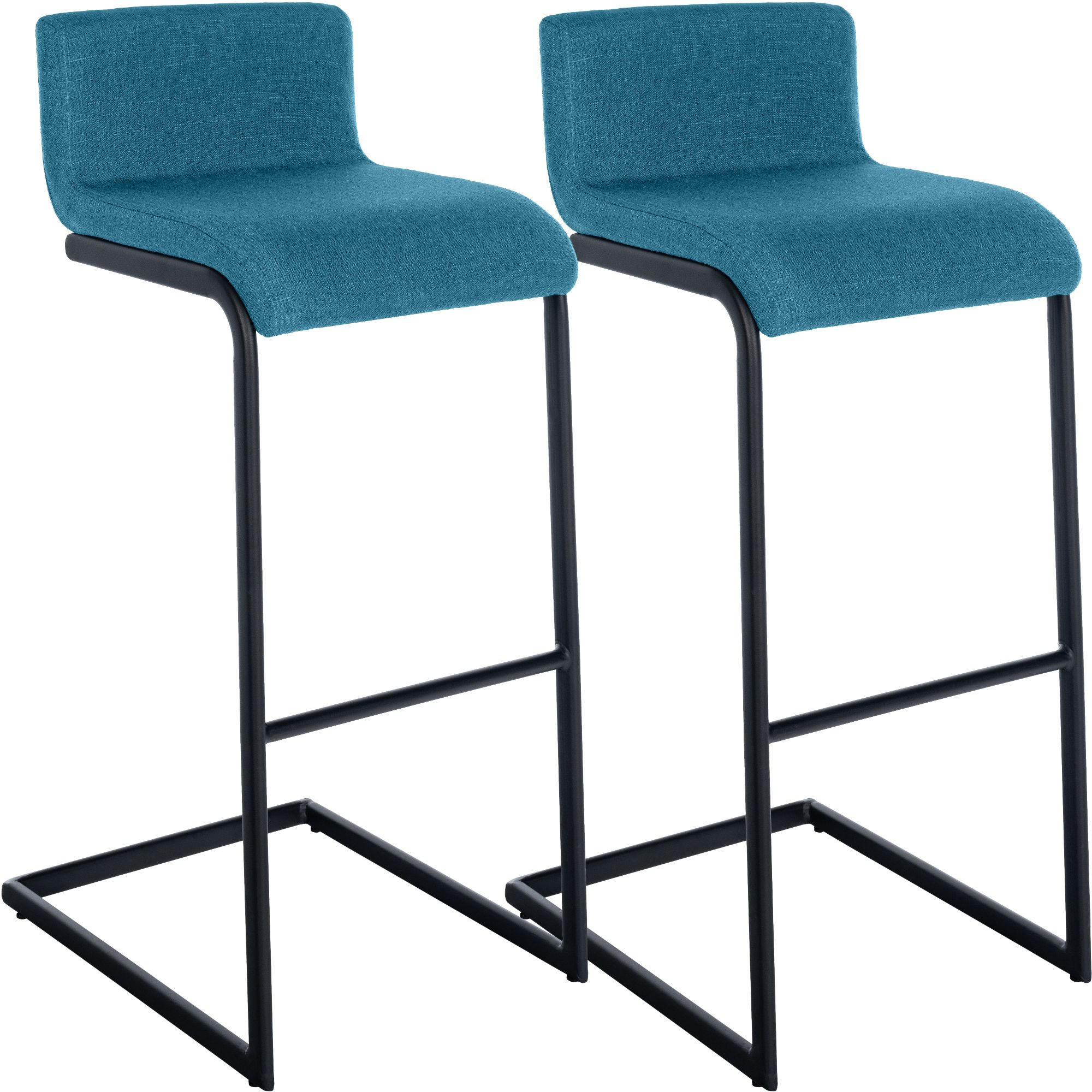 BARHOCKER 2 Stoff Blau - Blau/Schwarz, Textil/Metall (40/96/50cm) - CLP