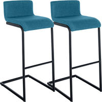 BARHOCKER 2 Stoff Blau - Blau/Schwarz, Textil/Metall (40/96/50cm) - CLP