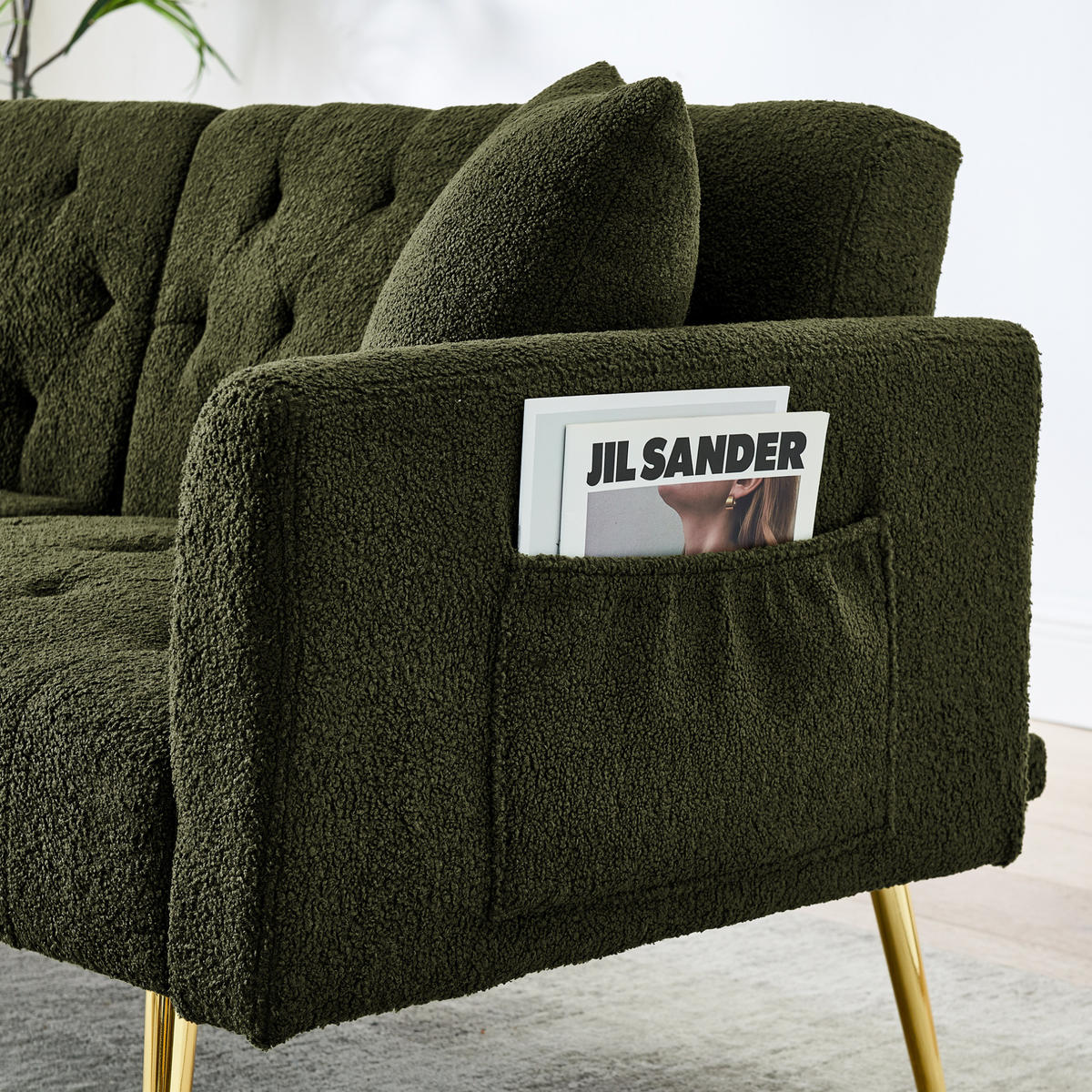 SOFA 2-Sitzer mit verstellbarer Rückenlehne, 2 Kissen, Grün - Grün, Holzwerkstoff (177/74/78cm) - Meubliv