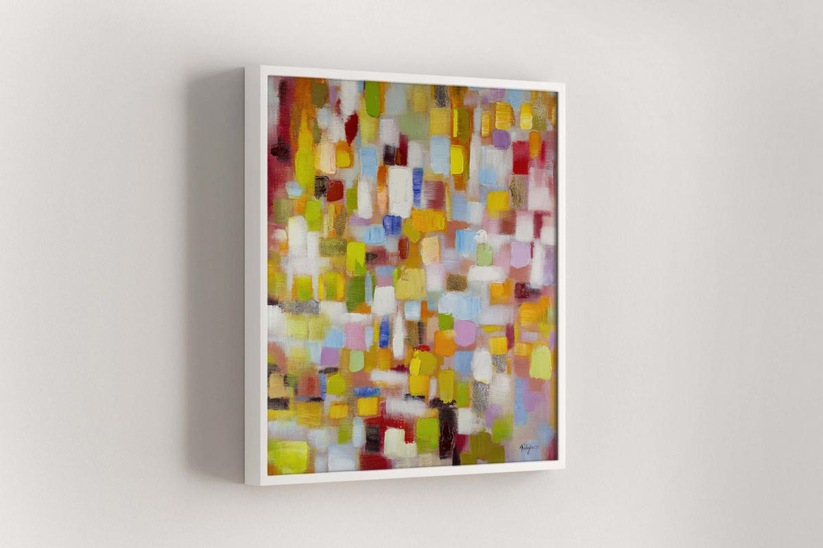 OLEJOMAĽBA 80/80 cm, Zvieratá - viacfarebná/žltá, drevo/textil (80/80cm) - KUNSTLOFT