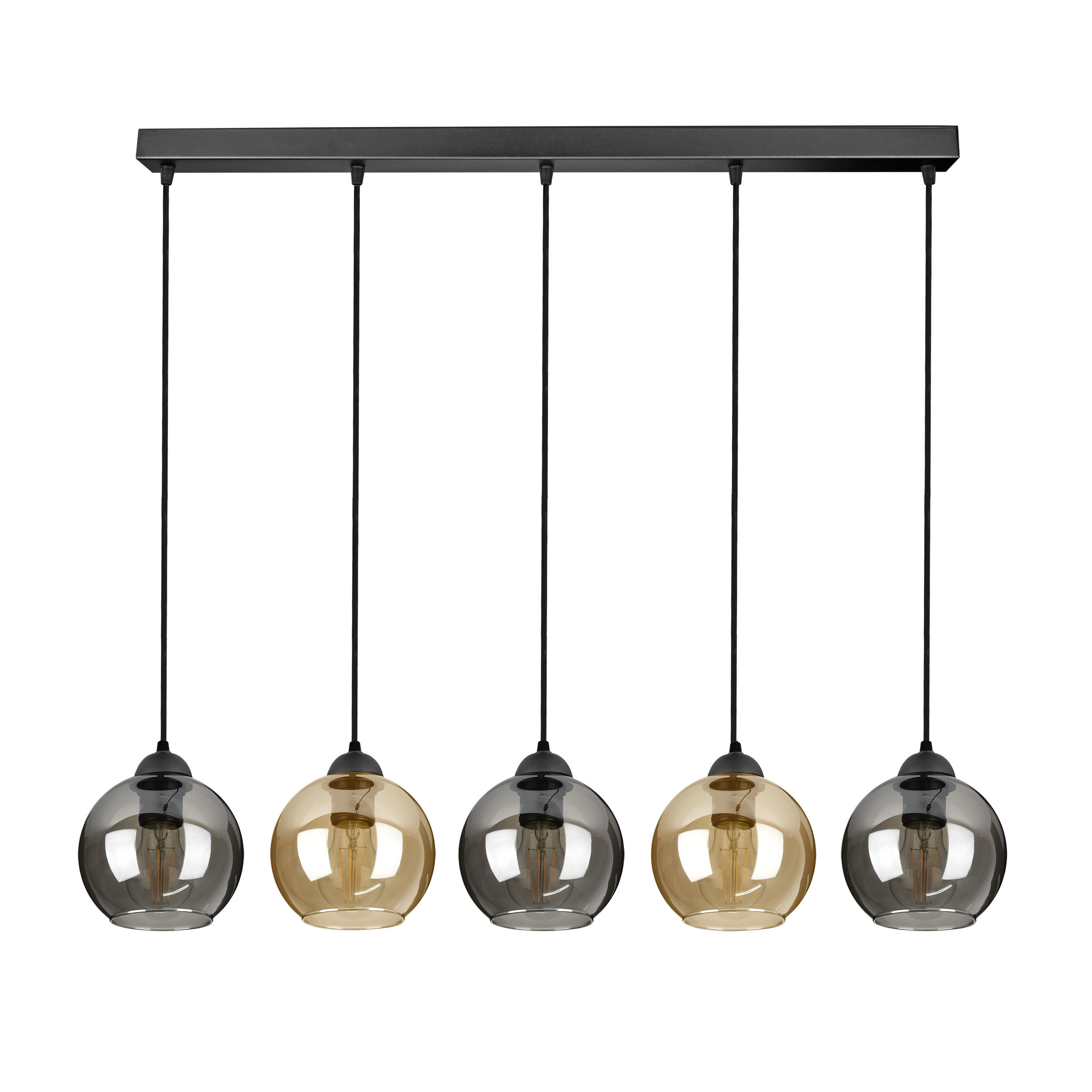 PEDELLEUCHTE HAGEN - Schwarz/Honig, Glas/Metall (15/100/100cm) - kiki design