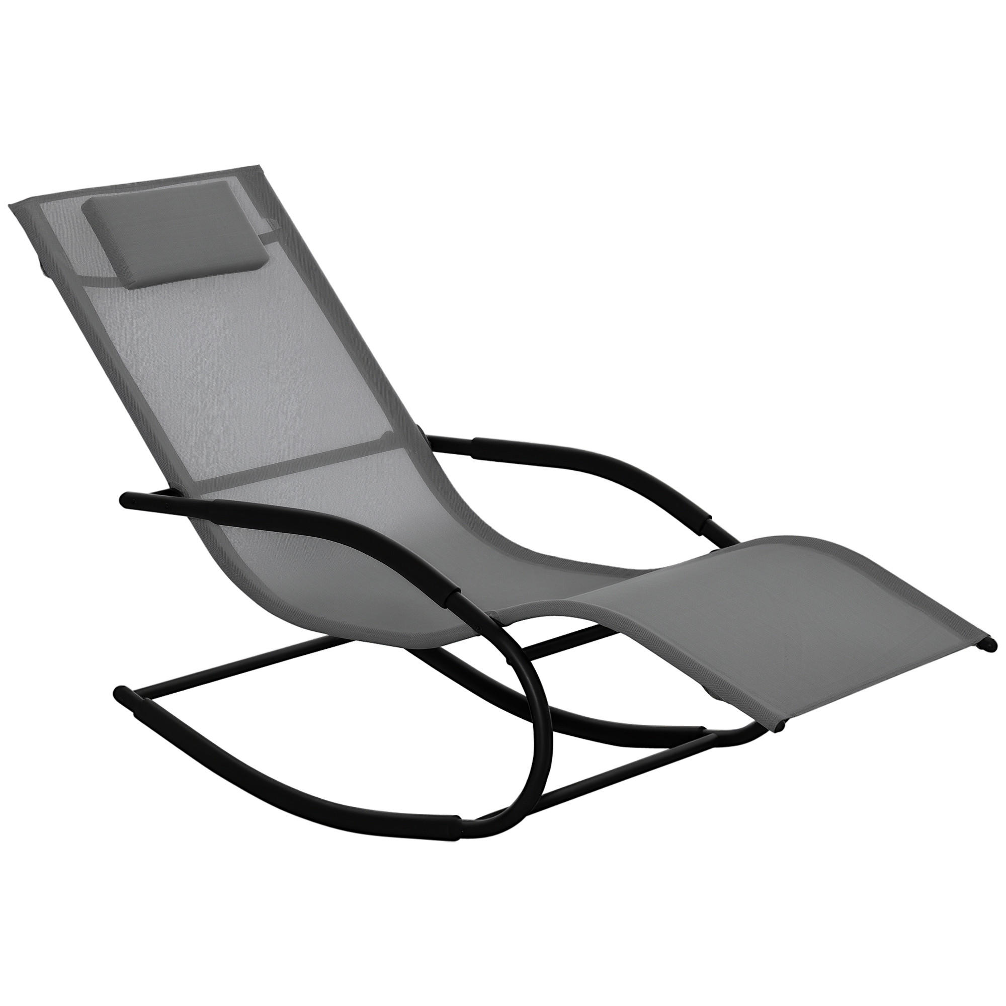 GARTENSCHAUKELSTUHL DE-15254 ergonomisch mit Kopfstütze und Armlehnen Grau - Grau, Metall (160/88/63cm) - ComfortXL
