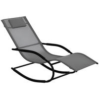 GARTENSCHAUKELSTUHL DE-15254 ergonomisch mit Kopfstütze und Armlehnen Grau - Grau, Metall (160/88/63cm) - ComfortXL