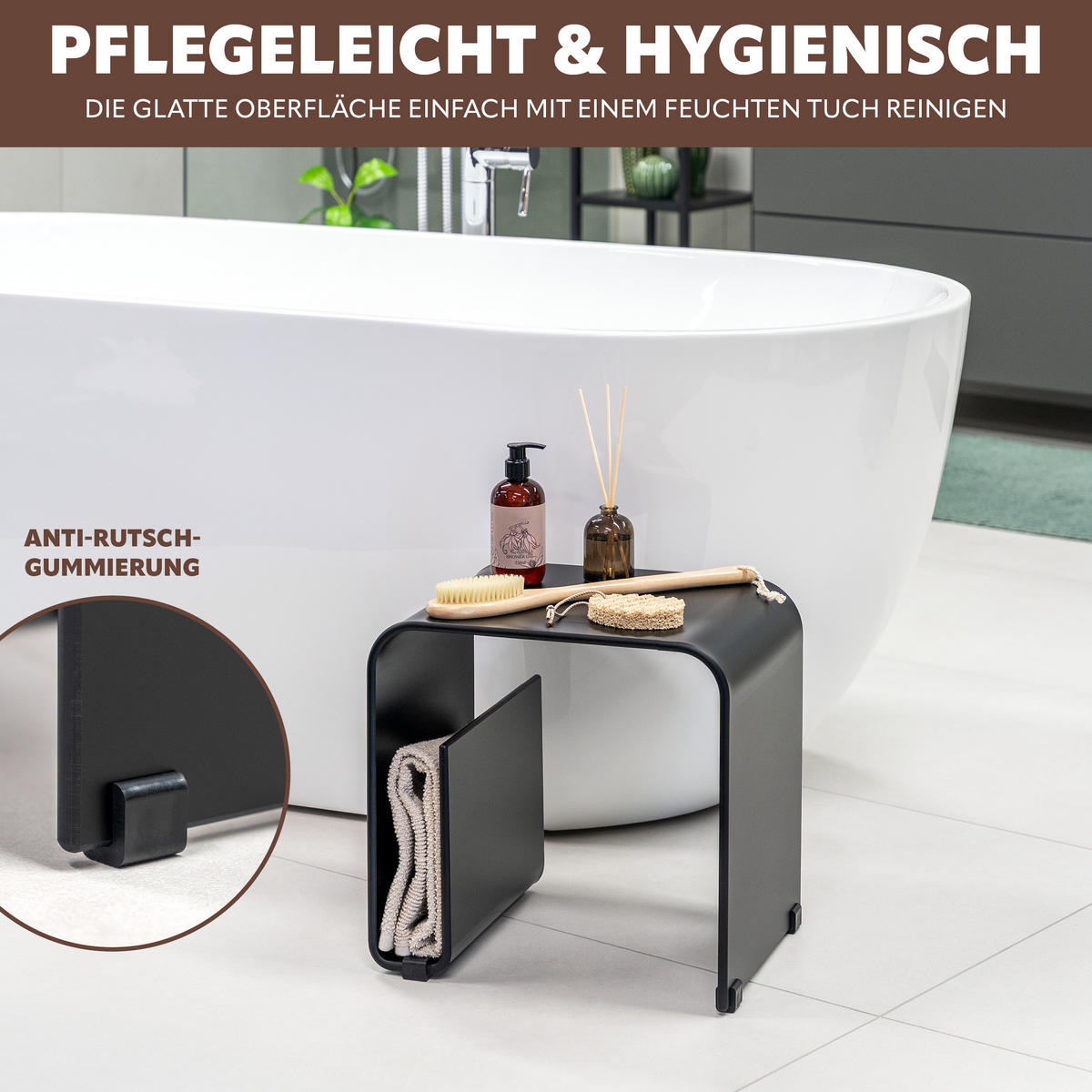 BEISTELLTISCH MIT MAGAZINHALTER Acryl schwarzmatt - Schwarz, Kunststoff (30/38.5/35.5cm) - eluno