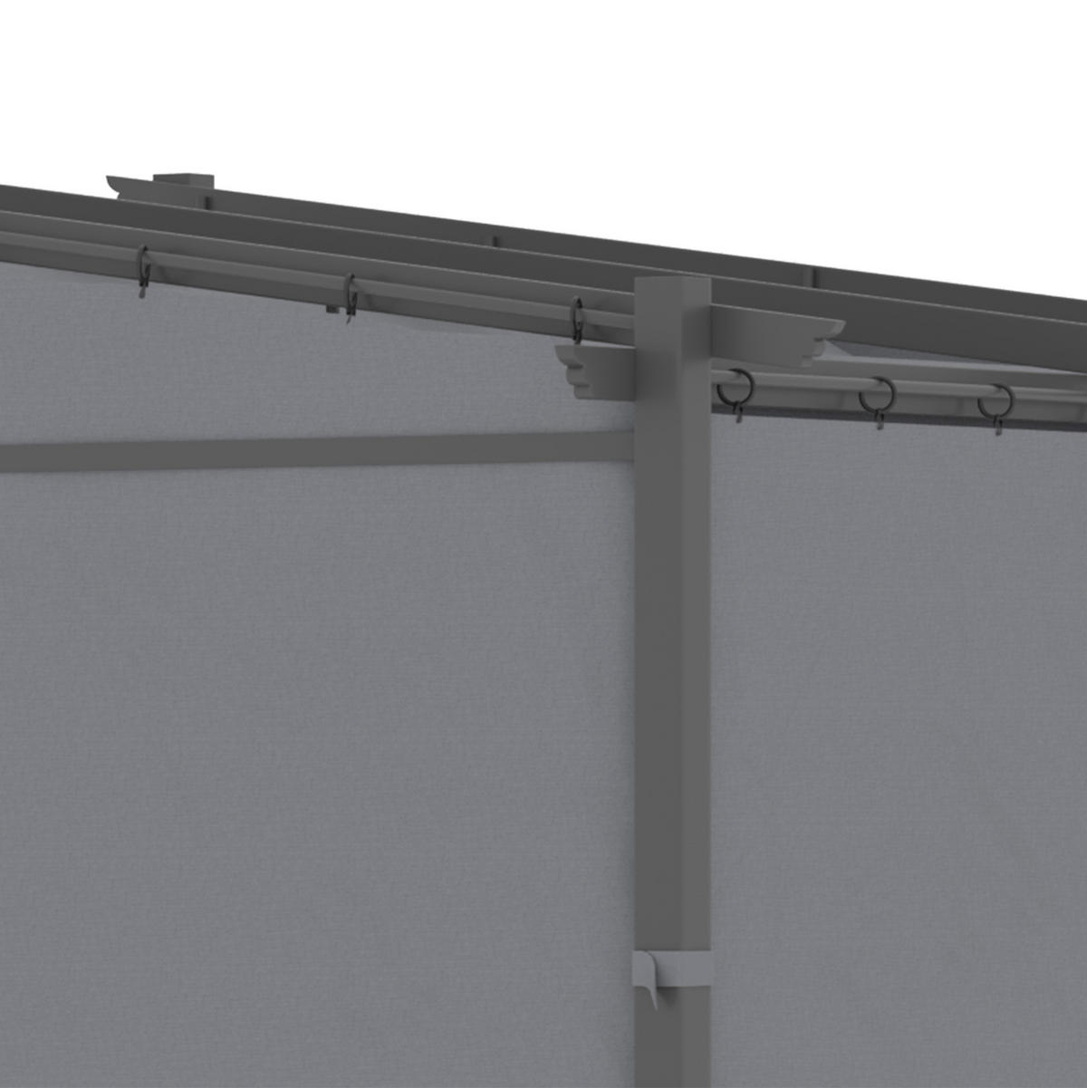PAVILLONS aus Stahl 2,97x2,95x1,95-2,3 m in Dunkelgrau mit ausziehbarem Vordach - Dunkelgrau, Metall (295/230/297cm) - Modfu
