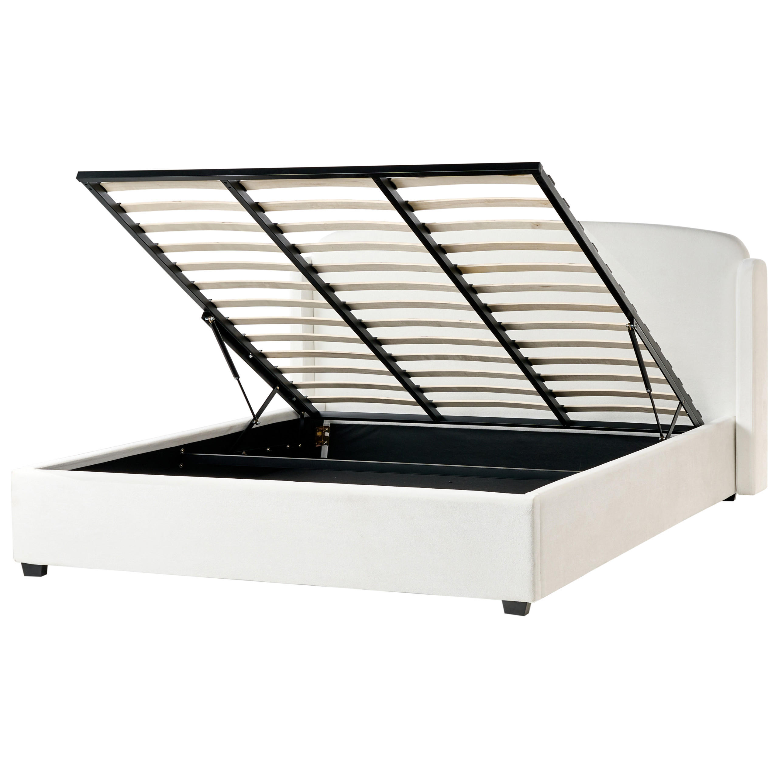 BETT mit Stauraum 180/200 cm Cremeweiß Bernay - Weiß, Textil (180/200cm) - Beliani