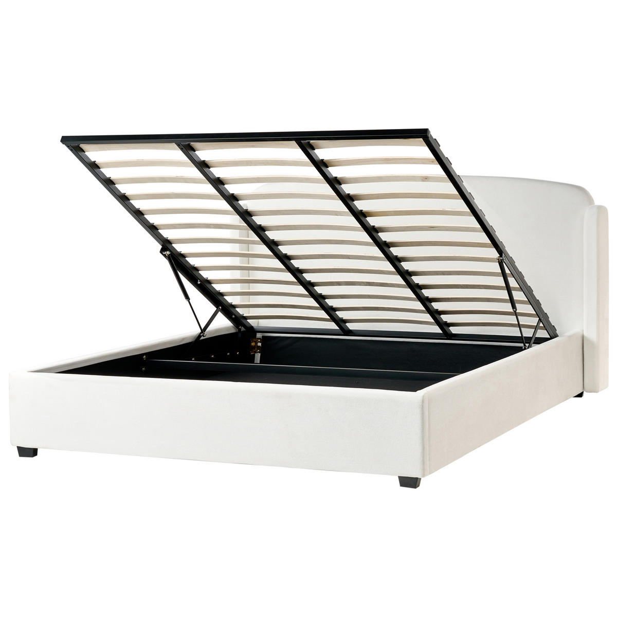 BETT mit Stauraum 180/200 cm Cremeweiß Bernay - Weiß, Textil (180/200cm) - Beliani