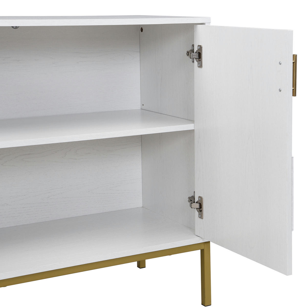 SIDEBOARD 160/40/80.5 cm Weiß mit Holzmaserung aus MDF mit 4 Türen - Weiß, Holzwerkstoff (40/80.5/160cm) - OKMYHOME