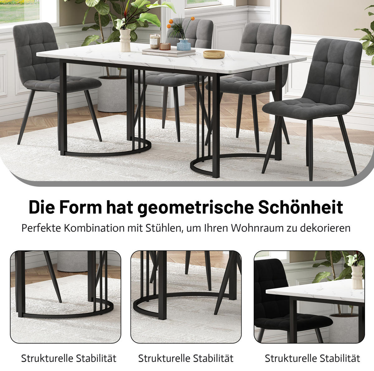 ESSTISCH rechteckig 140x80 cm MDF Metallgestell Weiß - Weiß, Metall (140/80/75cm) - Meubliv