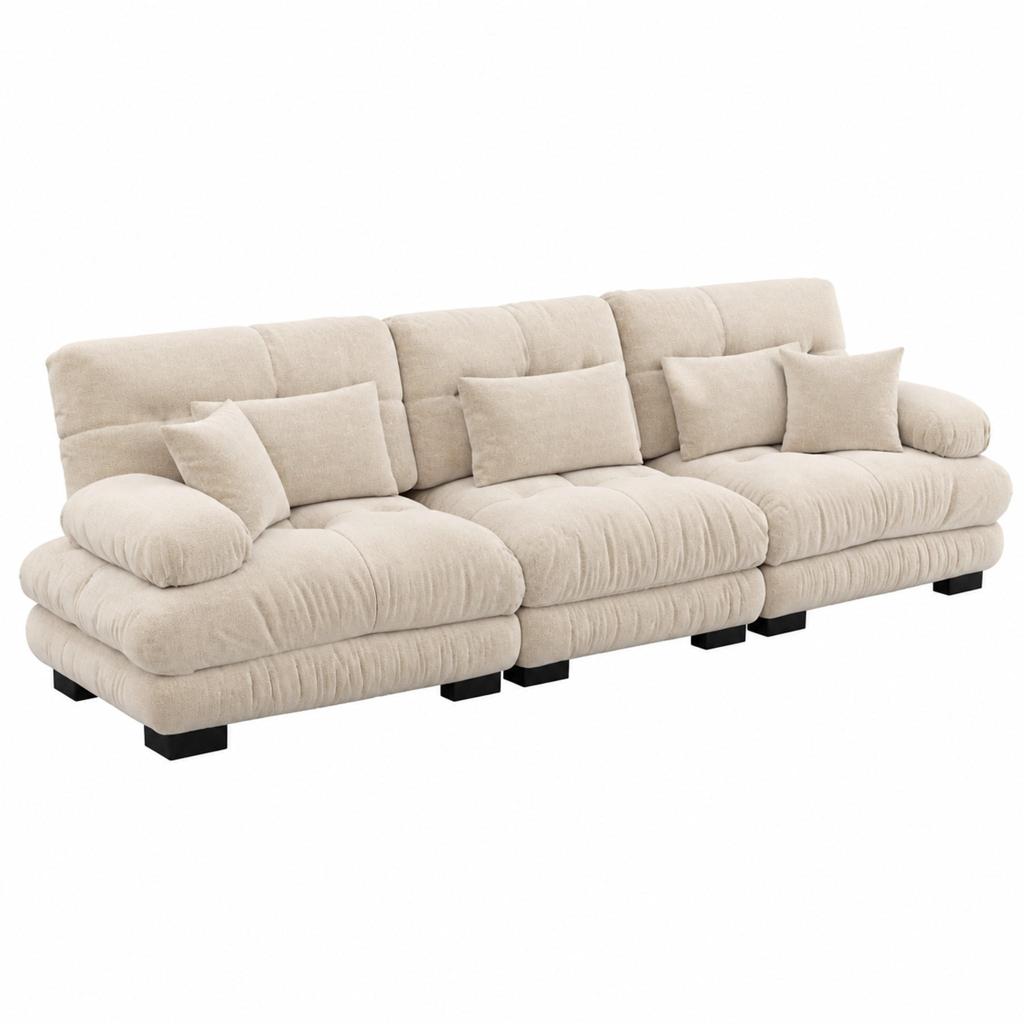 SOFA modular mit Tiefensitz Chenille Light Coffee - Beige, Kunststoff (77/81/313cm) - Meubliv