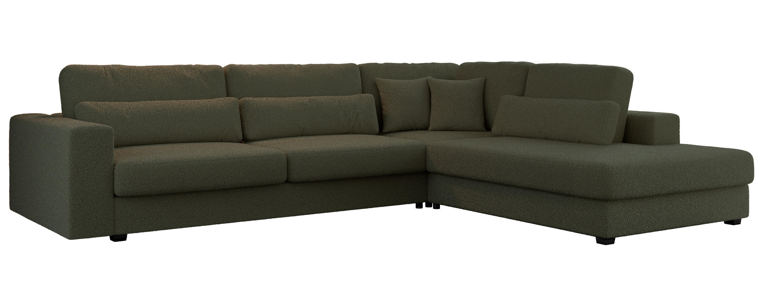 ECKSOFA Savona Grün Boucle - rechts - Schwarz/Grün, Kunststoff/Textil (249/316cm) - MKS
