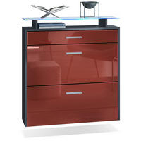 SCHUHSCHRANK Malea Fronten in Bordeaux Hochglanz - Bordeaux, Holzwerkstoff (89/96/23cm) - Vladon