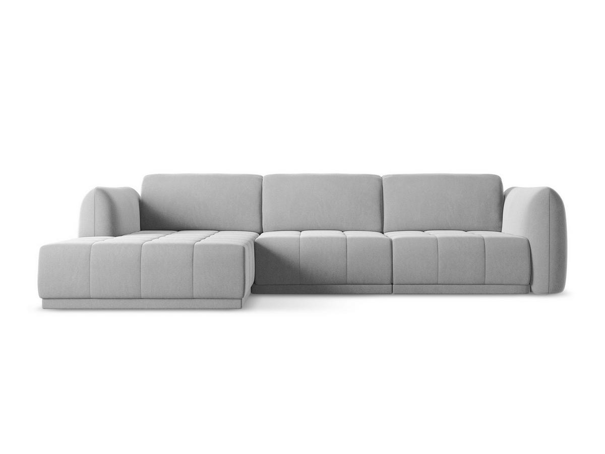 ECKSOFA Links Samt Stoff Grau - Schwarz/Grau, Kunststoff/Textil (170/290cm) - Makamii