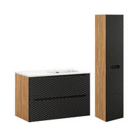 BADMÖBEL 90cm Elora 2er-Set Schwarz und Holz - Schwarz, Holzwerkstoff (90/57/46cm) - Petits-meubles