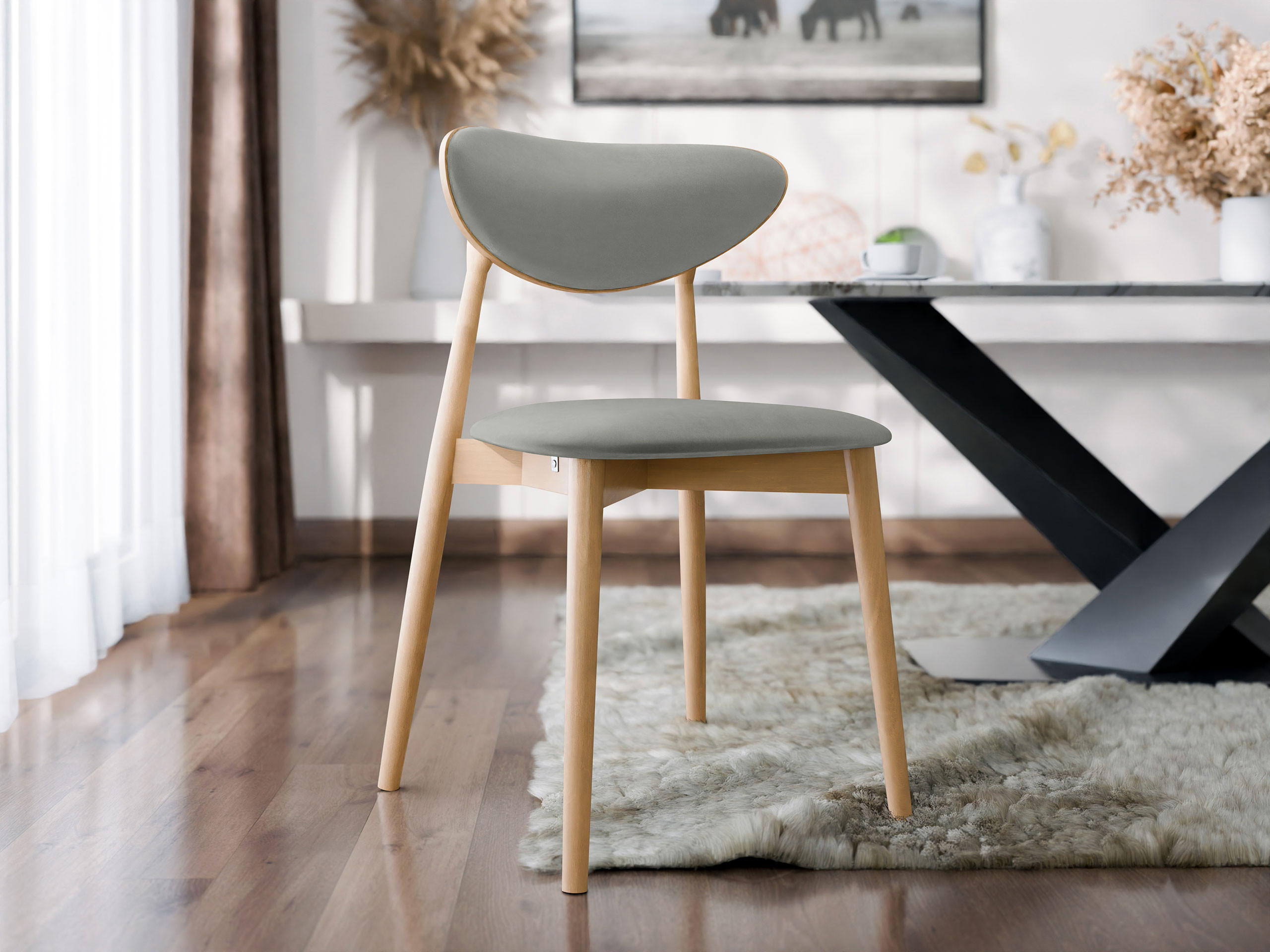 WOHNZIMMER STUHL KT65/C, Holzfarbe: Buche - Buchefarben/Grau, Holz/Textil (48/80/49cm) - MIRJAN24