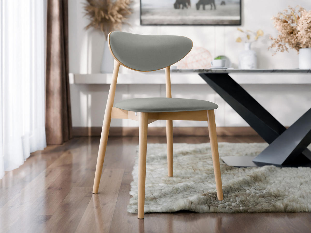 WOHNZIMMER STUHL KT65/C, Holzfarbe: Buche - Buchefarben/Grau, Holz/Textil (48/80/49cm) - MIRJAN24