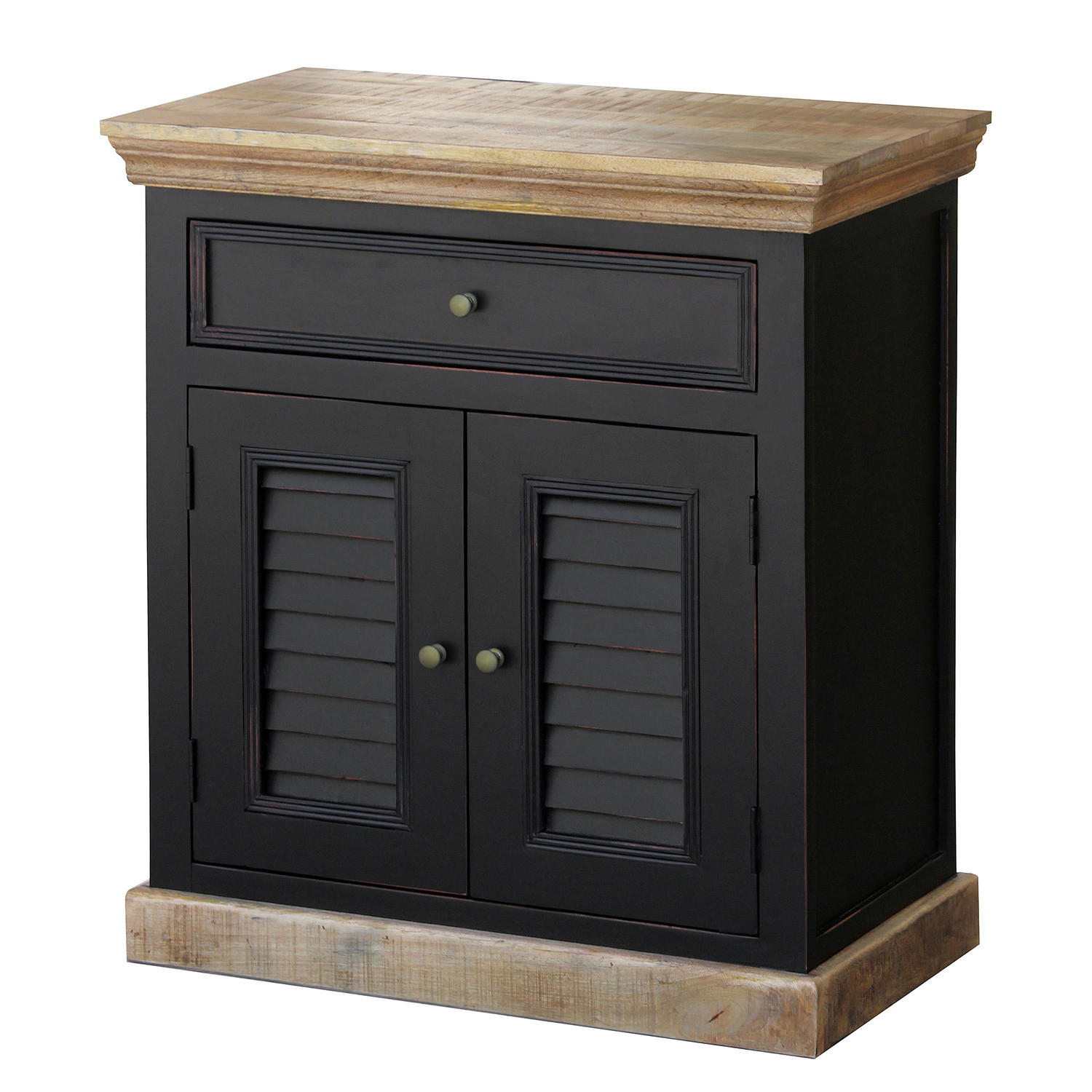 SCHUHKOMMODE - Mango massiv - Schwarz, Holz (80/90/45cm) - home24