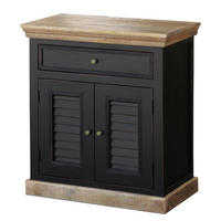 SCHUHKOMMODE - Mango massiv - Schwarz, Holz (80/90/45cm) - home24