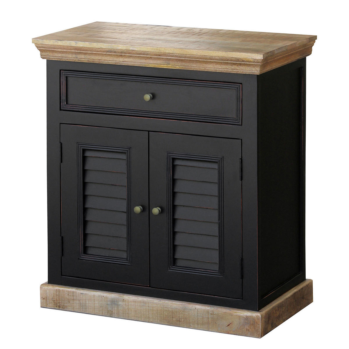 SCHUHKOMMODE - Mango massiv - Schwarz, Holz (80/90/45cm) - home24